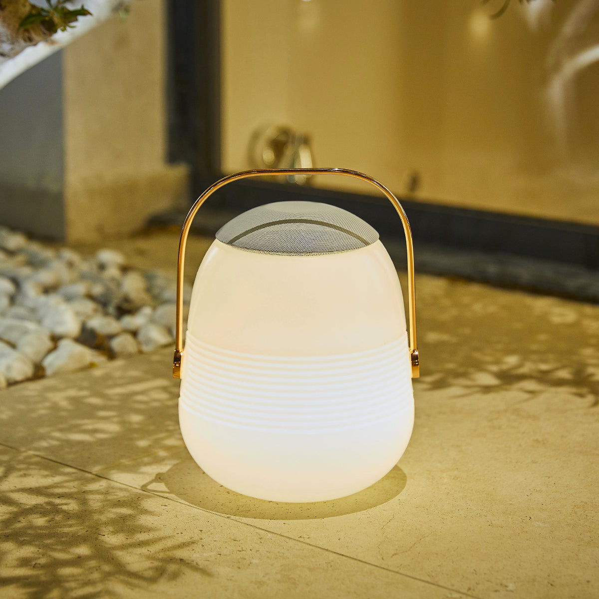 Bob Station - Lámpara con altavoz Bluetooth - Cobre - Blanco