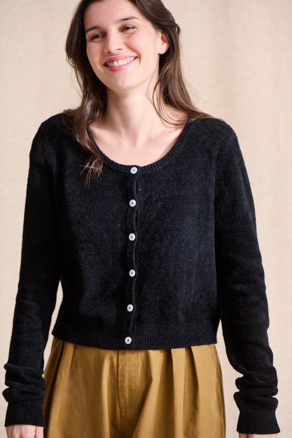 Cardigan Lino - Sort