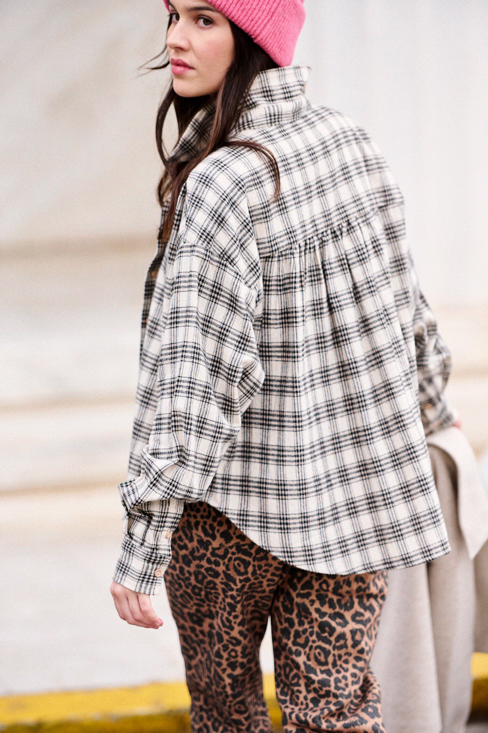 Cisse Shirt - Ecru with Black Checks