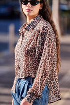 Charlize Shirt - Leopard Print Veil