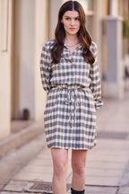 Ramondie Dress - Ecru with Black Checks