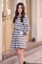 Ramondie Dress - Ecru with Black Checks
