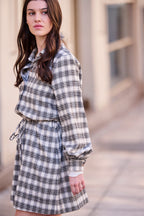 Ramondie Dress - Ecru with Black Checks