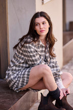 Ramondie Dress - Ecru with Black Checks