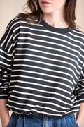 Nola Sweatshirt - Black with White Stripes