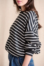 Nola Sweatshirt - Black with White Stripes