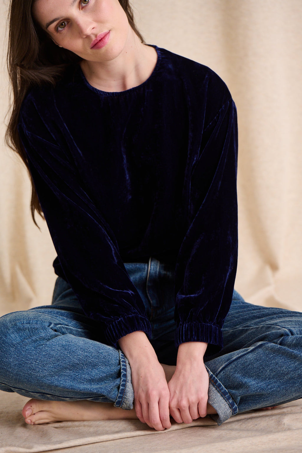 Basile Blouse - Navy Blue