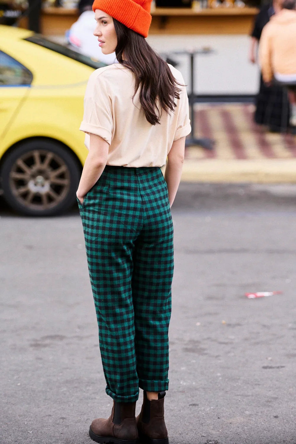 Paulin Trousers - Green with Black Checks