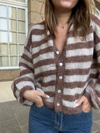 Véra Camel And Beige Striped Cardigan