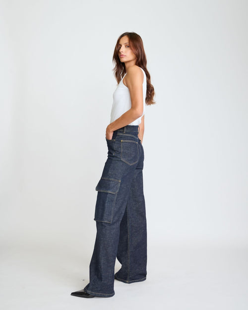 Jean Cargo Leone Wide Leg - Water Wash