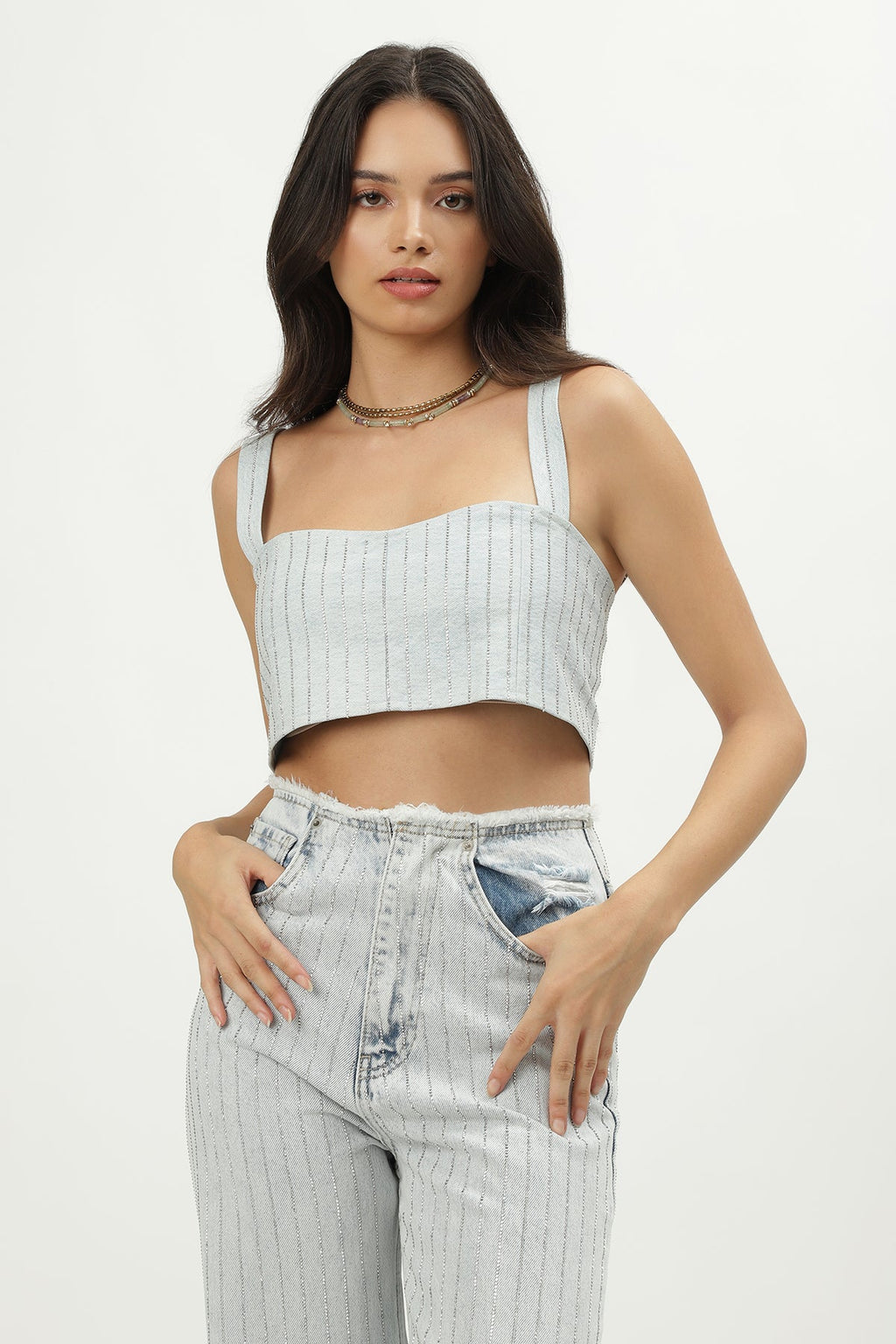 Bra Top - Blue Rhinestones
