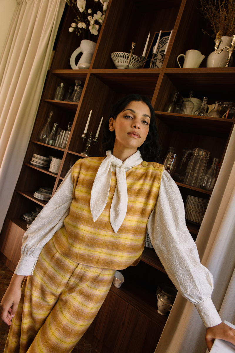 Plastron Gaston - Tartan Jaune