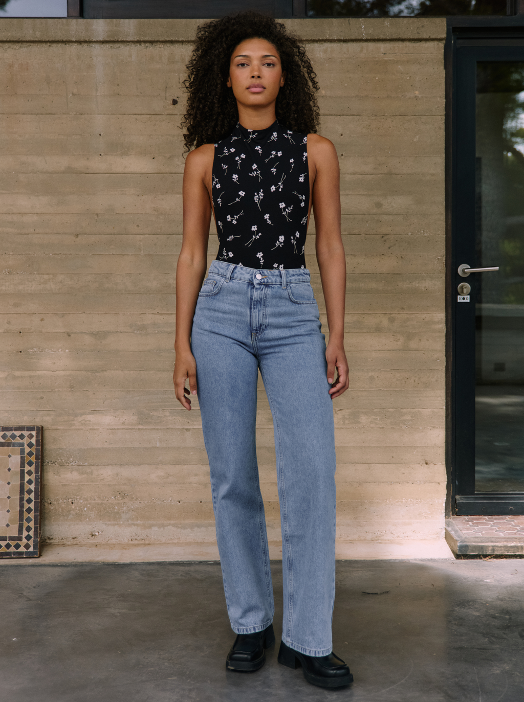 Jeans Pierna Ancha Azul Celeste