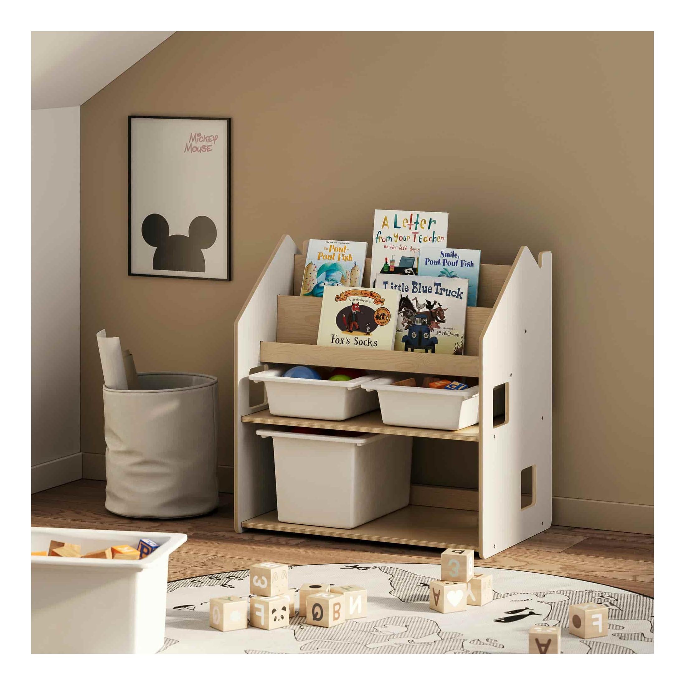 Estantería Montessori 2 en 1 versátil – Blanco