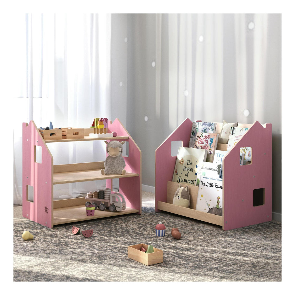 Étagère À Jouets – Bleu Clair & Rose