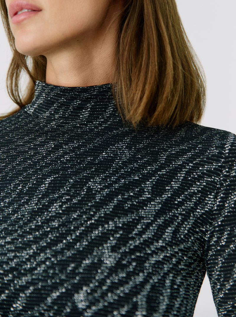 Top Zebra Shine Col Montant