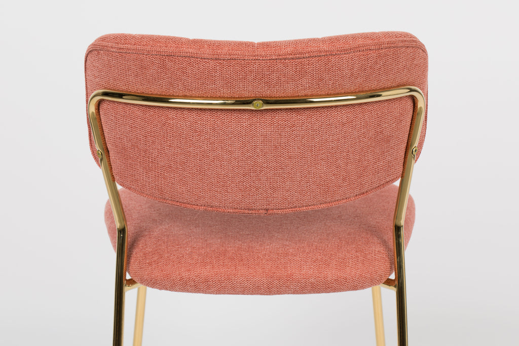 Jolien - Dining Room Chair - Fabric - Gold/Pink