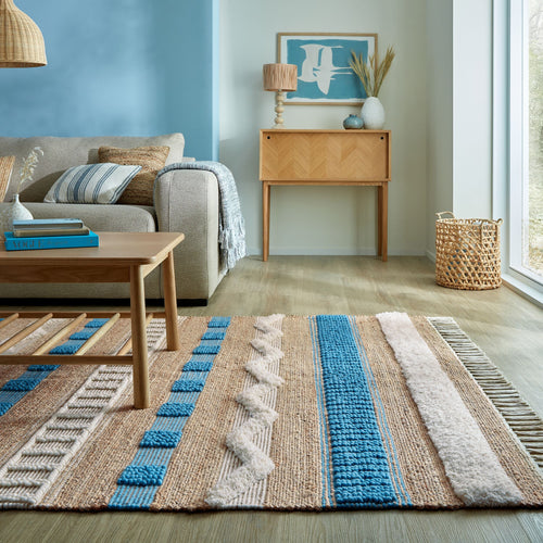 Tapis En Jute Medina Bleu