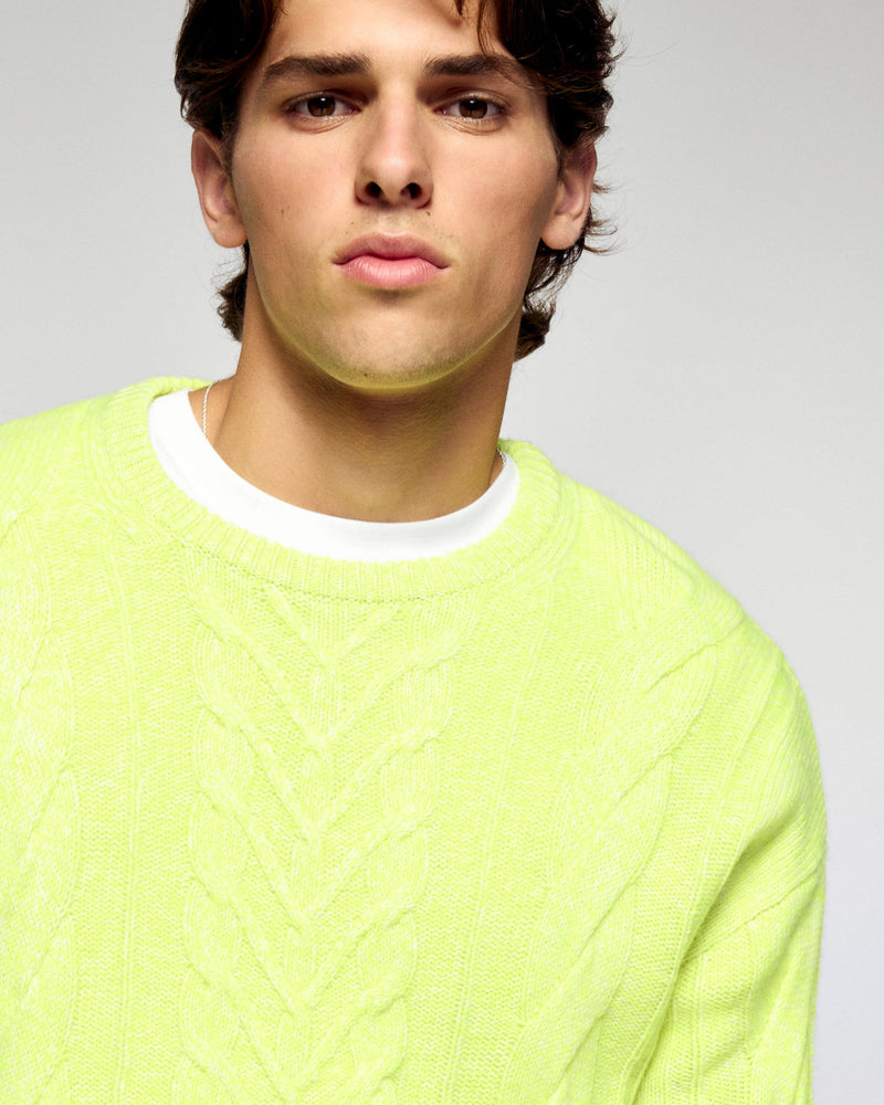 Round Neck Sweater - Yellow Neon - Men