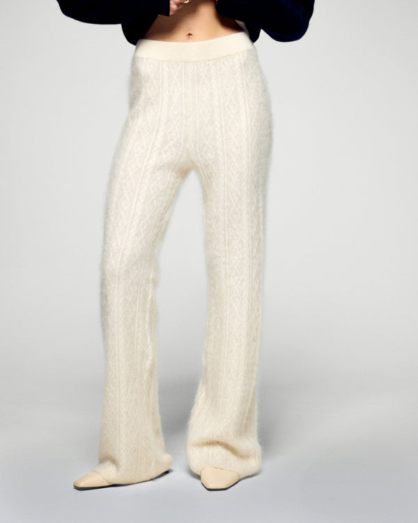 Jogging Droit Cachemire Brossé - Ecru - Femme