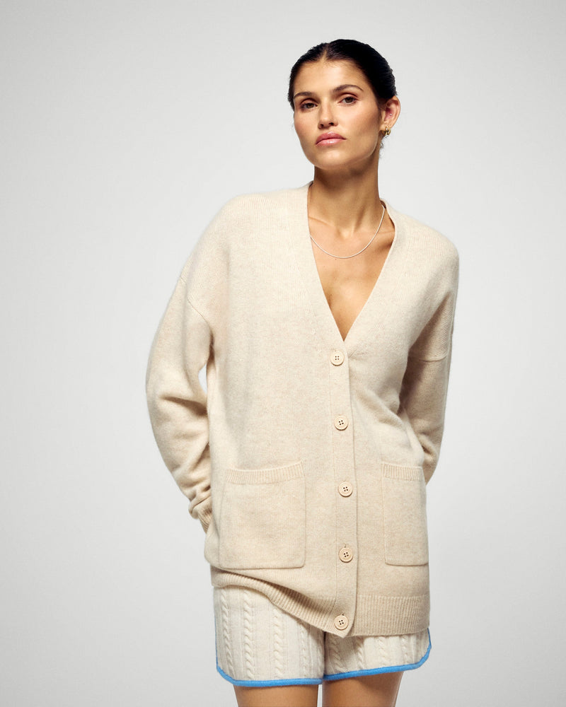 Pull Cardigan - Beige Chiné - Femme