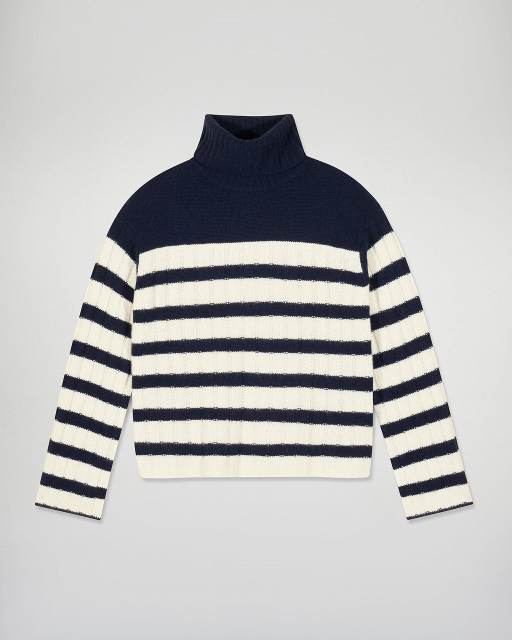Striped Roll-Neck Jumper - Navy - Women