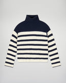 Pull Col Roulé Marinière - Navy - Femme