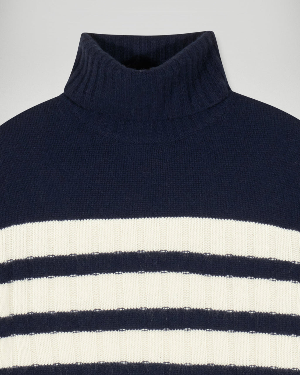 Striped Roll-Neck Jumper - Navy - Women
