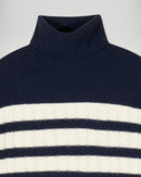 Pull Col Roulé Marinière - Navy - Femme