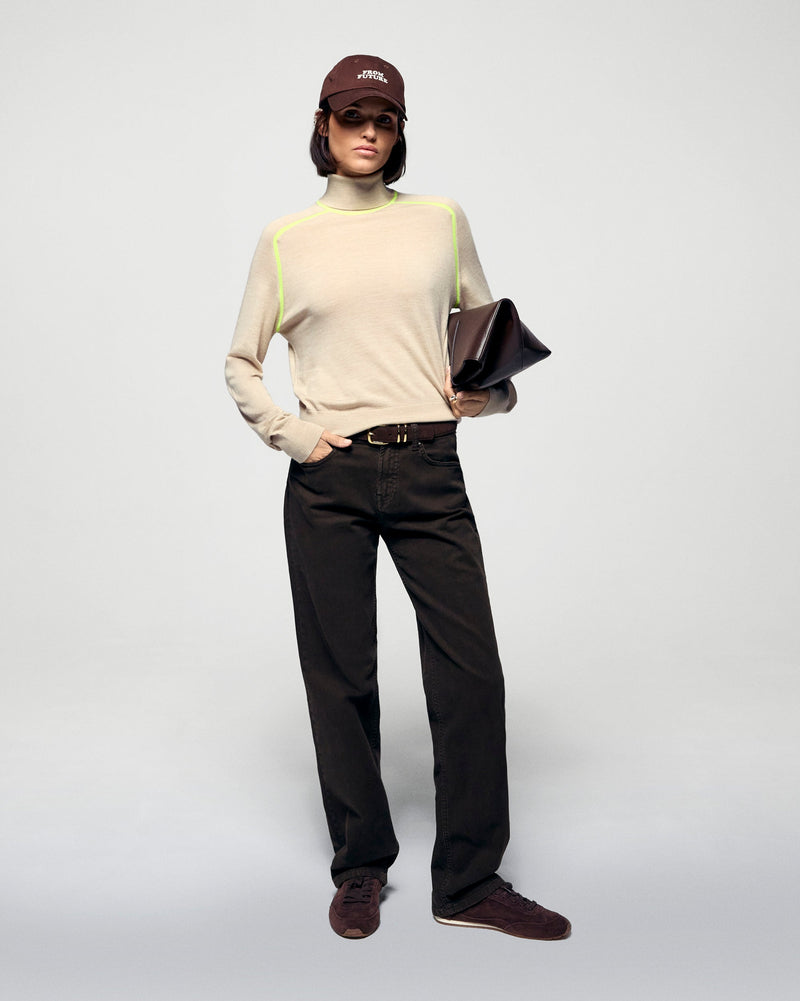 Pull Col Roulé - Beige Chiné - Femme