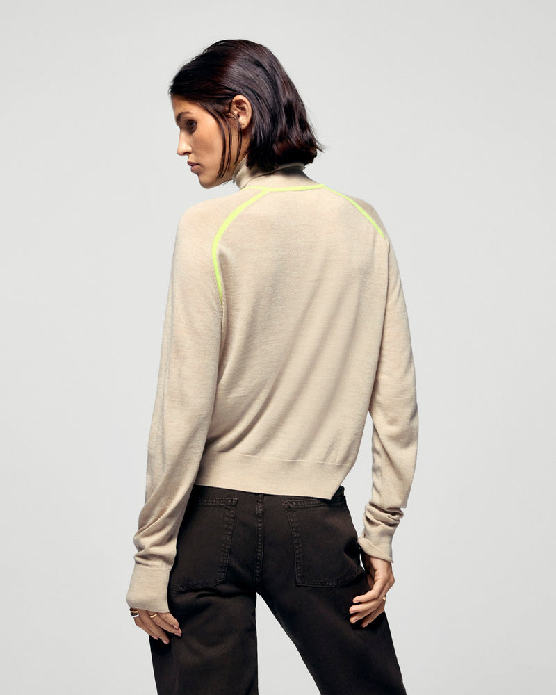 Pull Col Roulé - Beige Chiné - Femme