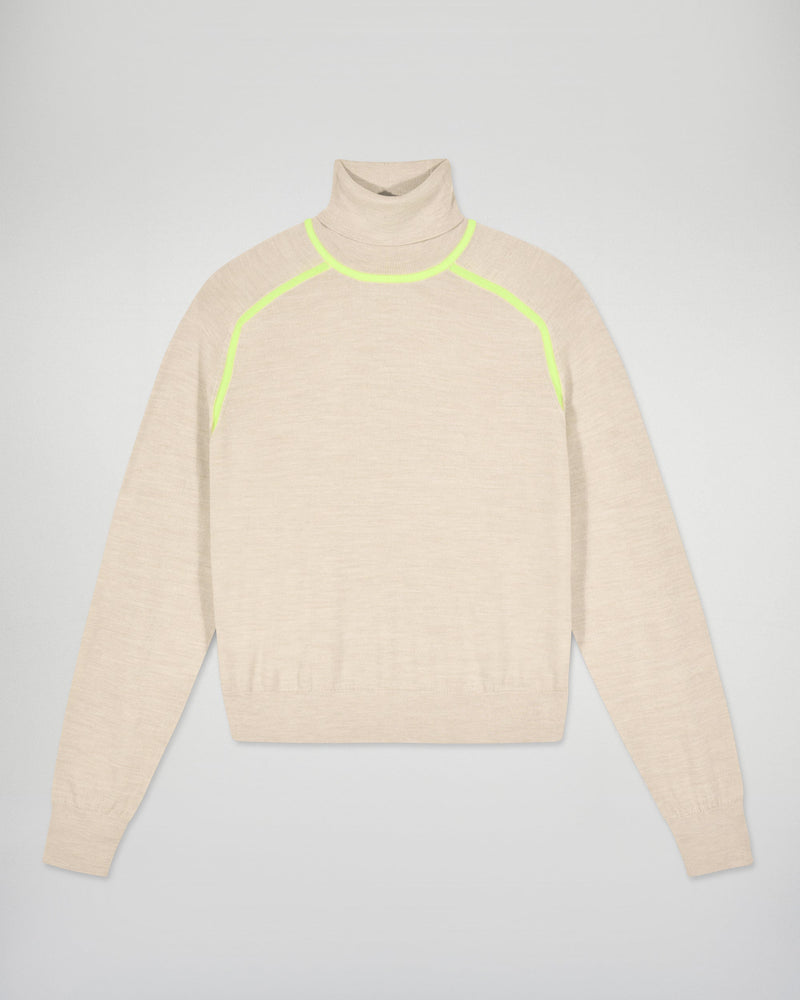 Pull Col Roulé - Beige Chiné - Femme