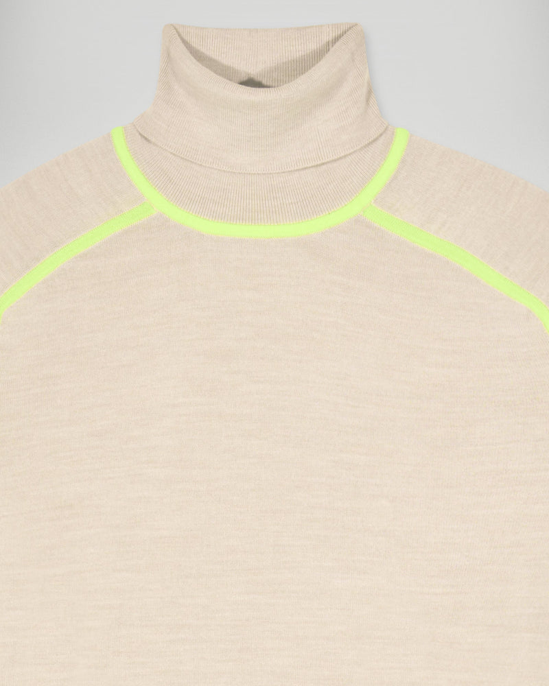 Pull Col Roulé - Beige Chiné - Femme