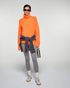 Jersey oversize de cuello alto - Naranja dorado - Mujer