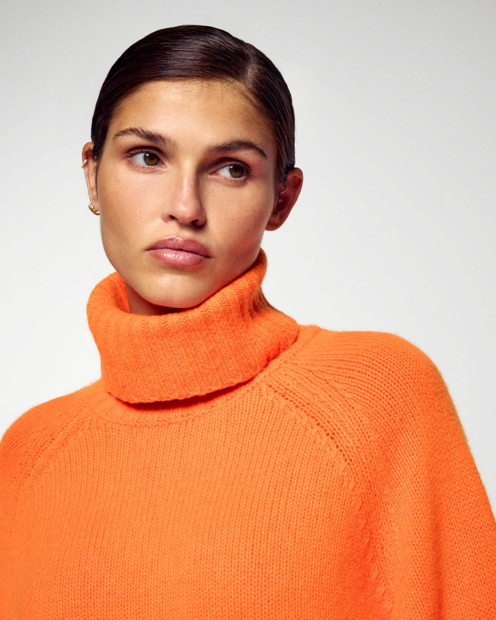 Jersey oversize de cuello alto - Naranja dorado - Mujer