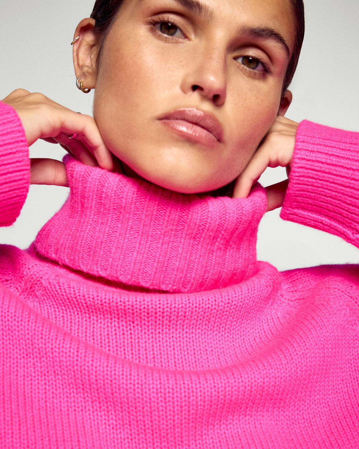 Jersey de cuello alto oversize - Cosmic Pink - Mujer