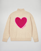 Maglione Collo Alto Cuore - Beige Melange - Donna
