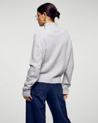 Cable-Knit Zip-Neck Jumper - Light Mottled Grey - Women