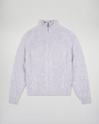 Cable-Knit Zip-Neck Jumper - Light Mottled Grey - Women
