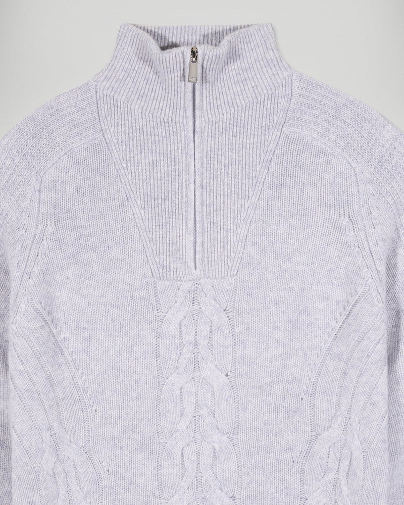 Pull Col Camionneur À Torsades - Gris Chiné Clair - Femme