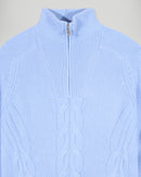 Pull Col Camionneur À Torsades - Smooth Blue - Femme