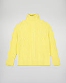 Pull Col Roulé À Torsades - Creamy Yellow - Femme