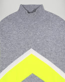 Pull Col Montant Color Block - Gris Chiné Foncé - Femme