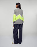 Pull Col Montant Color Block - Gris Chiné Foncé - Femme