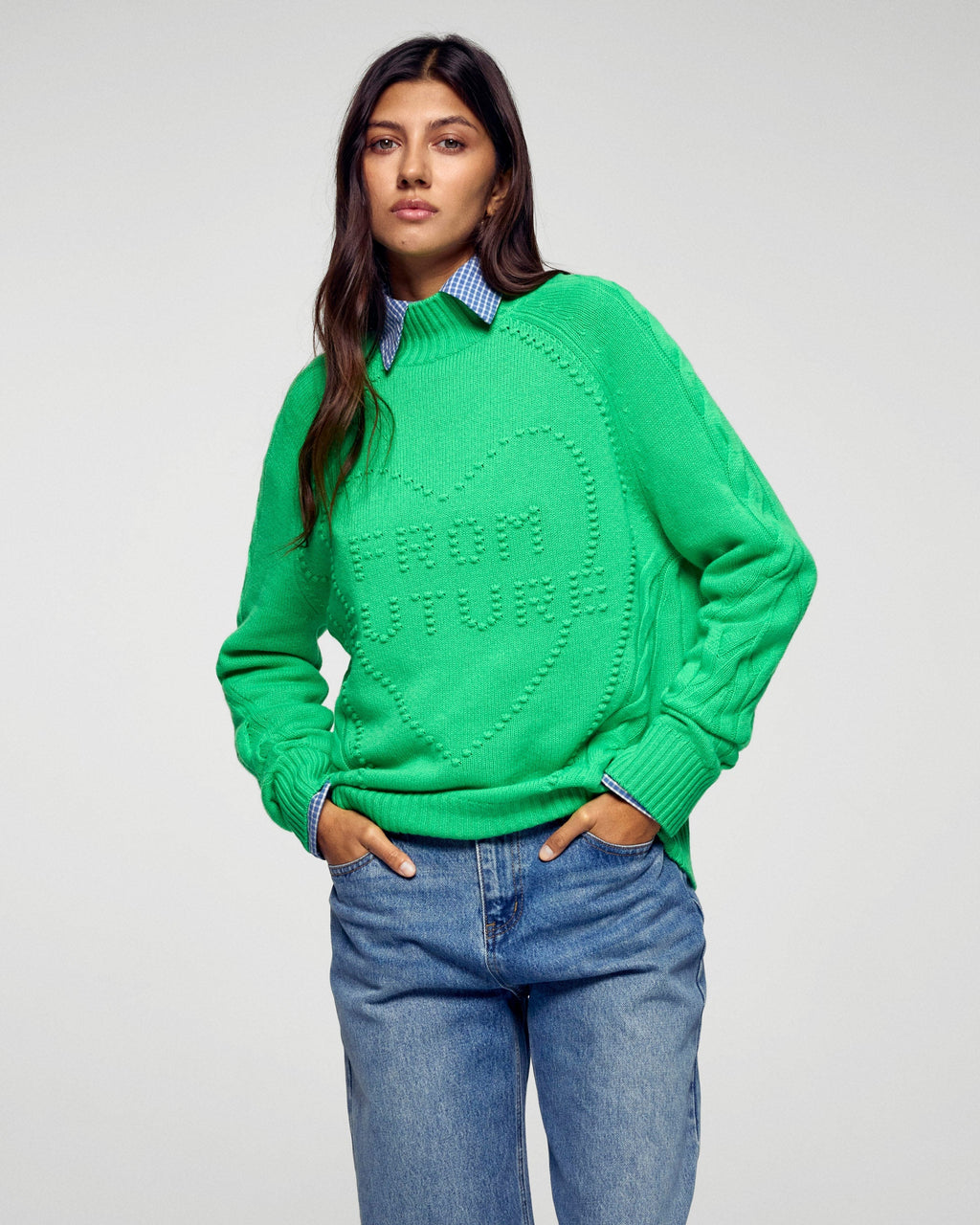 Women's High-Neck Jumper - Cosmic Green