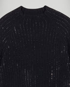 Jersey de canalé con cuello alto y strass