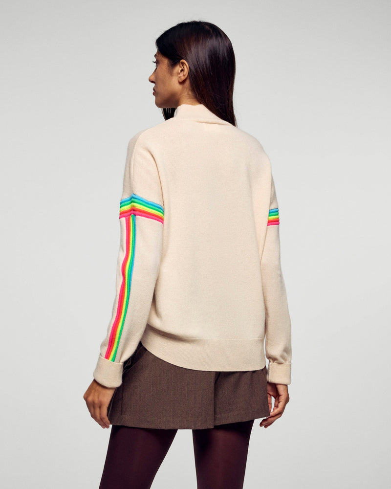 Pull Col Montant À Bandes Ottoman - Sable - Femme