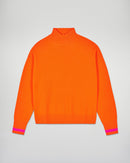 Pull Col Montant Bande Manche Contrastée - Golden Orange - Femme