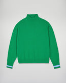 Pull Col Montant Bande Manche Contrastée - Wild Green - Femme