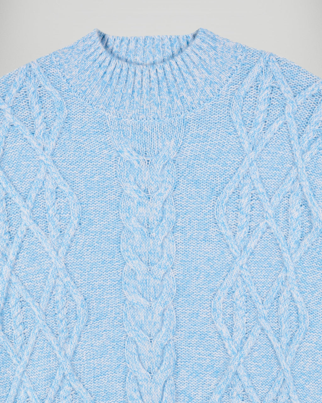 Jersey de cuello alto trenzado - Fairytale Blue - Mujer
